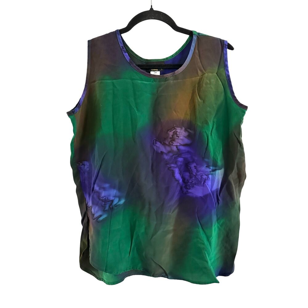 A TOUCH OF CLASS Vintage Tie Dye Silk Tank Top Blouse - Sz Small/Medium